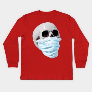 Real skull wearing a musk design Kids Long Sleeve T-Shirt